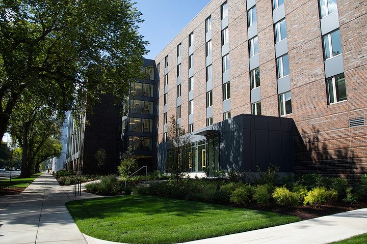 exterior shot of the new residence hall known as Building B