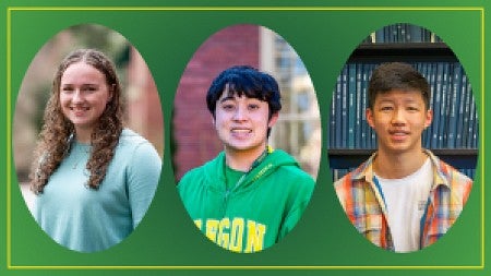 (left to right) Stamps Scholoars Erin Morrison, Fox Melo, Erik Liang 